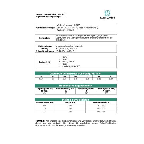 Hitsauslanka Monel® 67 Nikkeli 2,0837 Ø 1,6-3,2 mm WIG TIG -hitsaustauvat CuNi-elektrodit