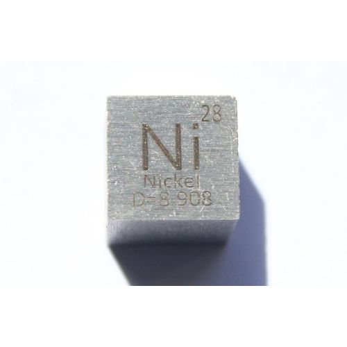 Nikkelimetallikuutio 10x10mm kiillotettu 99,6% puhtaus kuutio