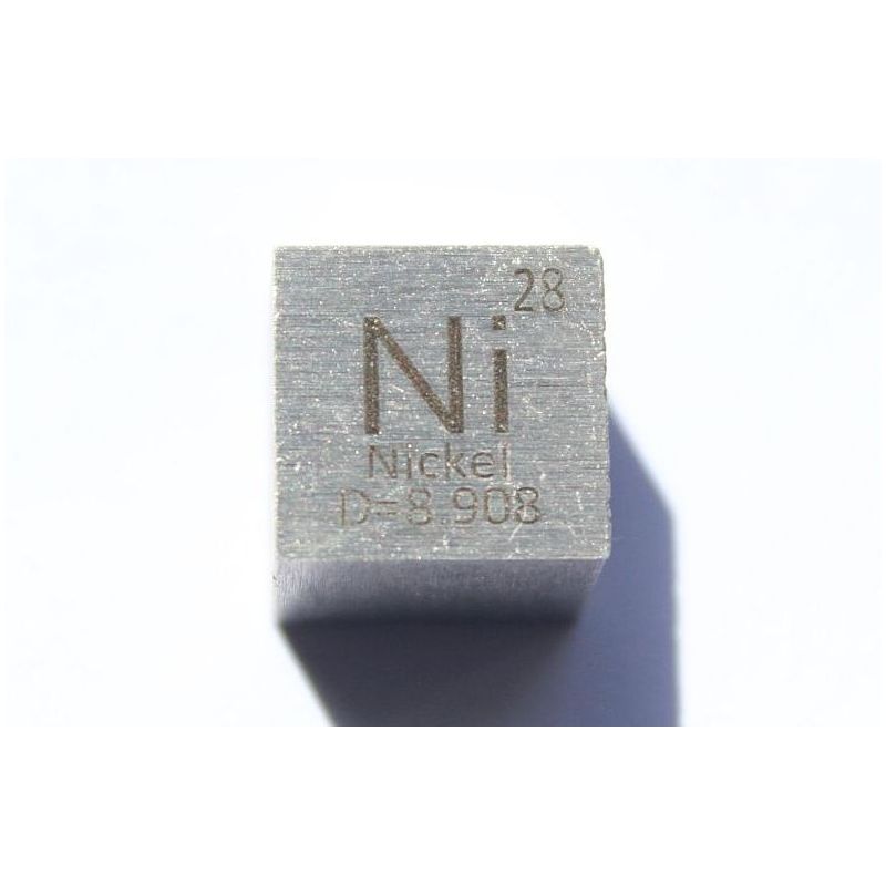 Nikkeli metallikuutio 10x10mm kiillotettu 99,6% puhtaus kuutio