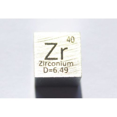 Zirkonium Zr metallikuutio 10x10mm kiillotettu 99,2% puhtaus kuutio