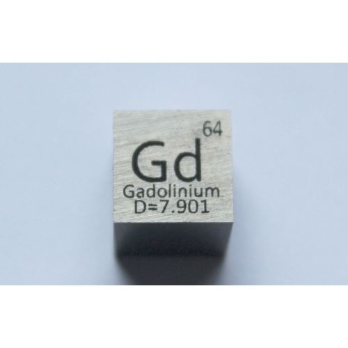 Gadolinium Gd metallikuutio 10x10mm kiillotettu 99,99% puhtaus kuutio