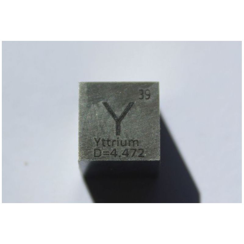 Yttrium Y metalli kuutio 10x10mm kiillotettu 99,9% puhtaus kuutio